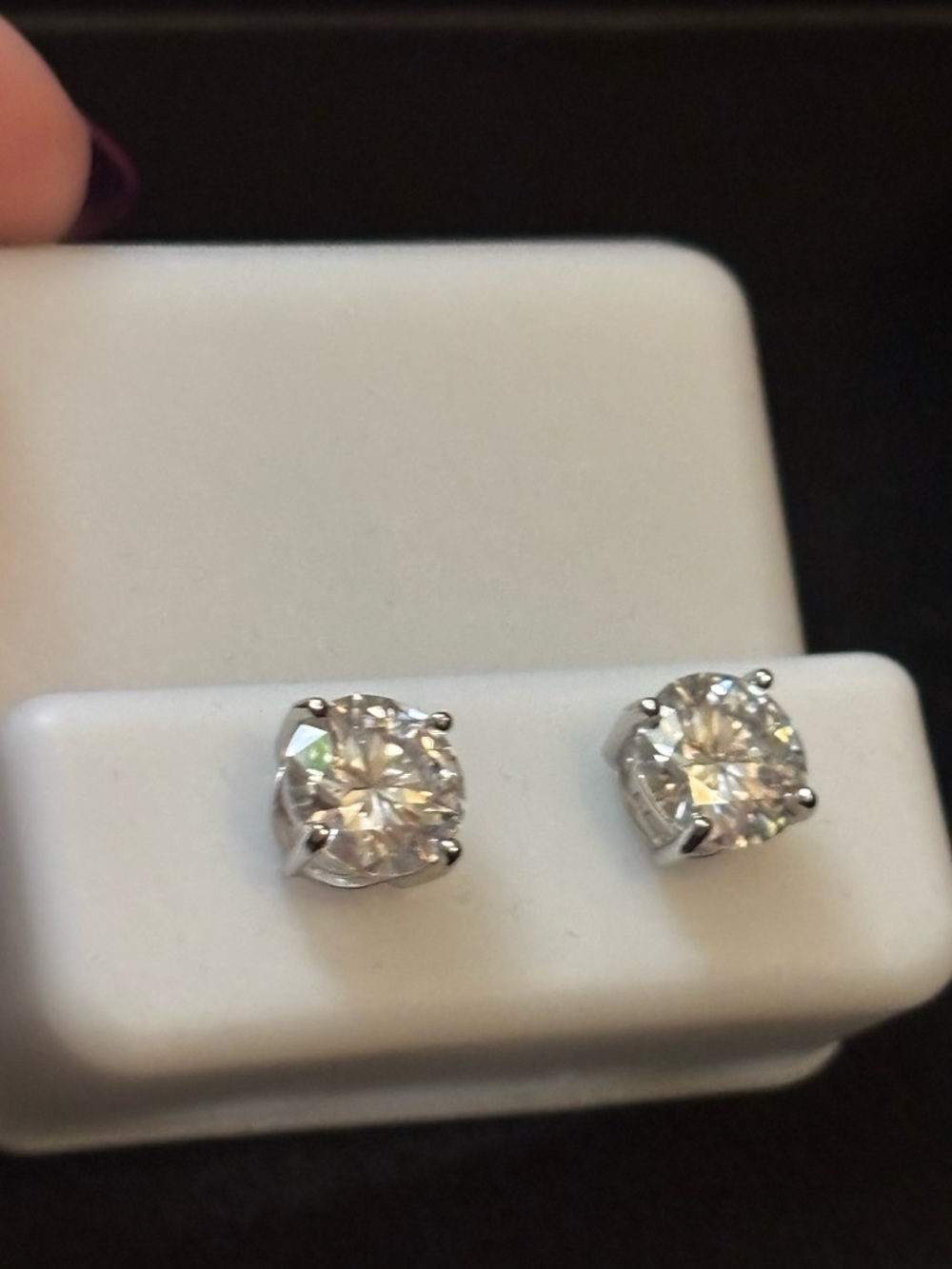 2.4 carat Round Moissanite Stud Earrings set in Sterling Silver